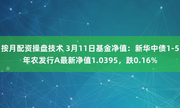 按月配资操盘技术 3月11日基金净值：新华中债1-5年农发行A最新净值1.0395，跌0.16%