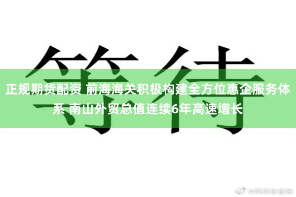正规期货配资 前海海关积极构建全方位惠企服务体系 南山外贸总值连续6年高速增长